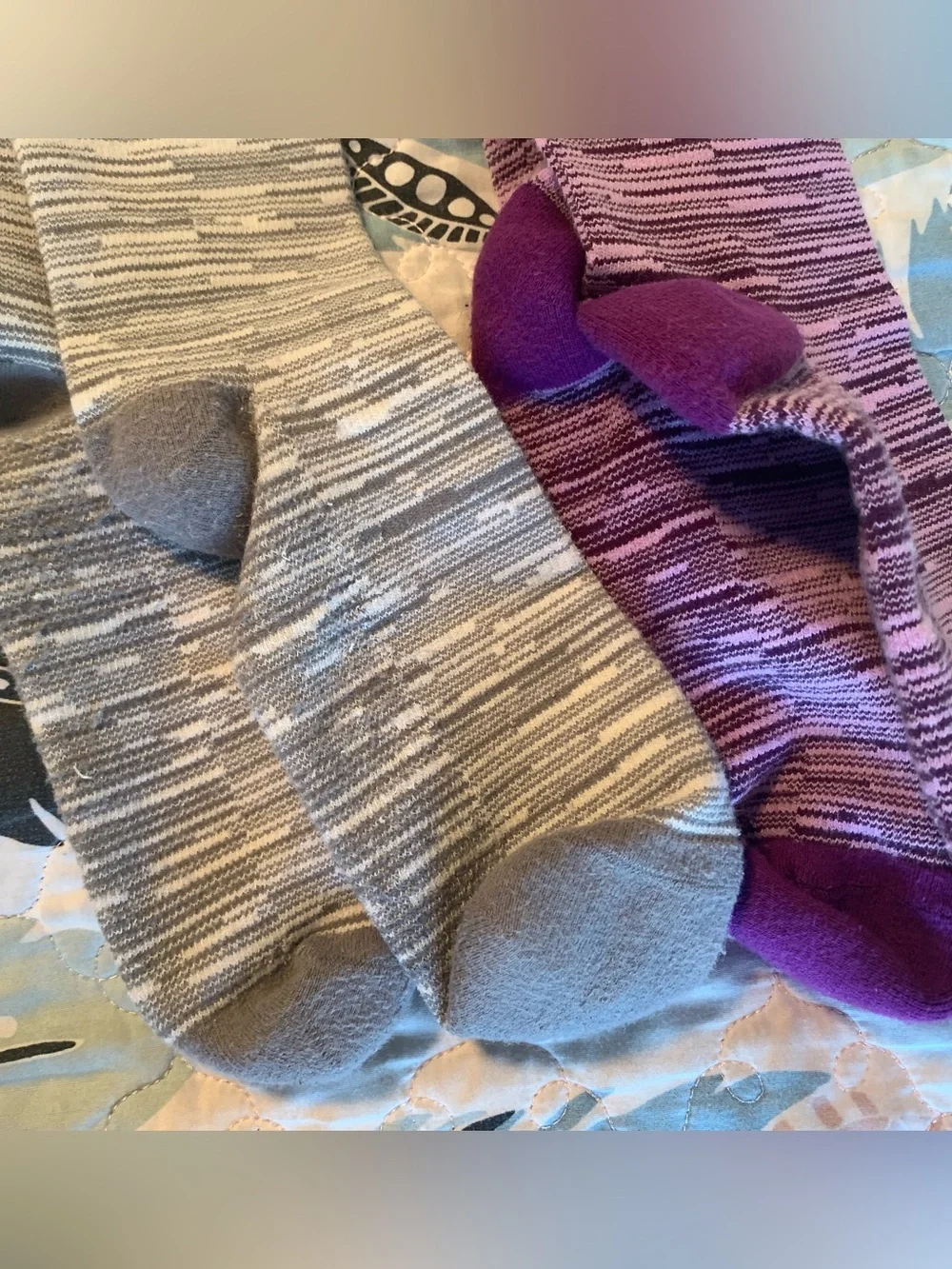 Lalapapa Women’s Compression Socks — Gray and Purple
